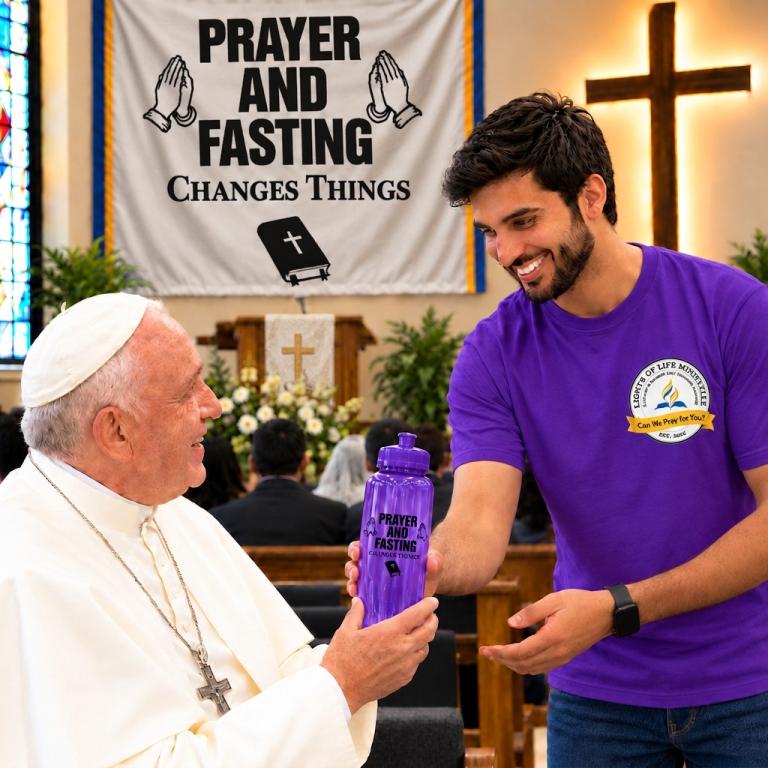 Lights Of Life Ministries Water Bottle in Purple Look